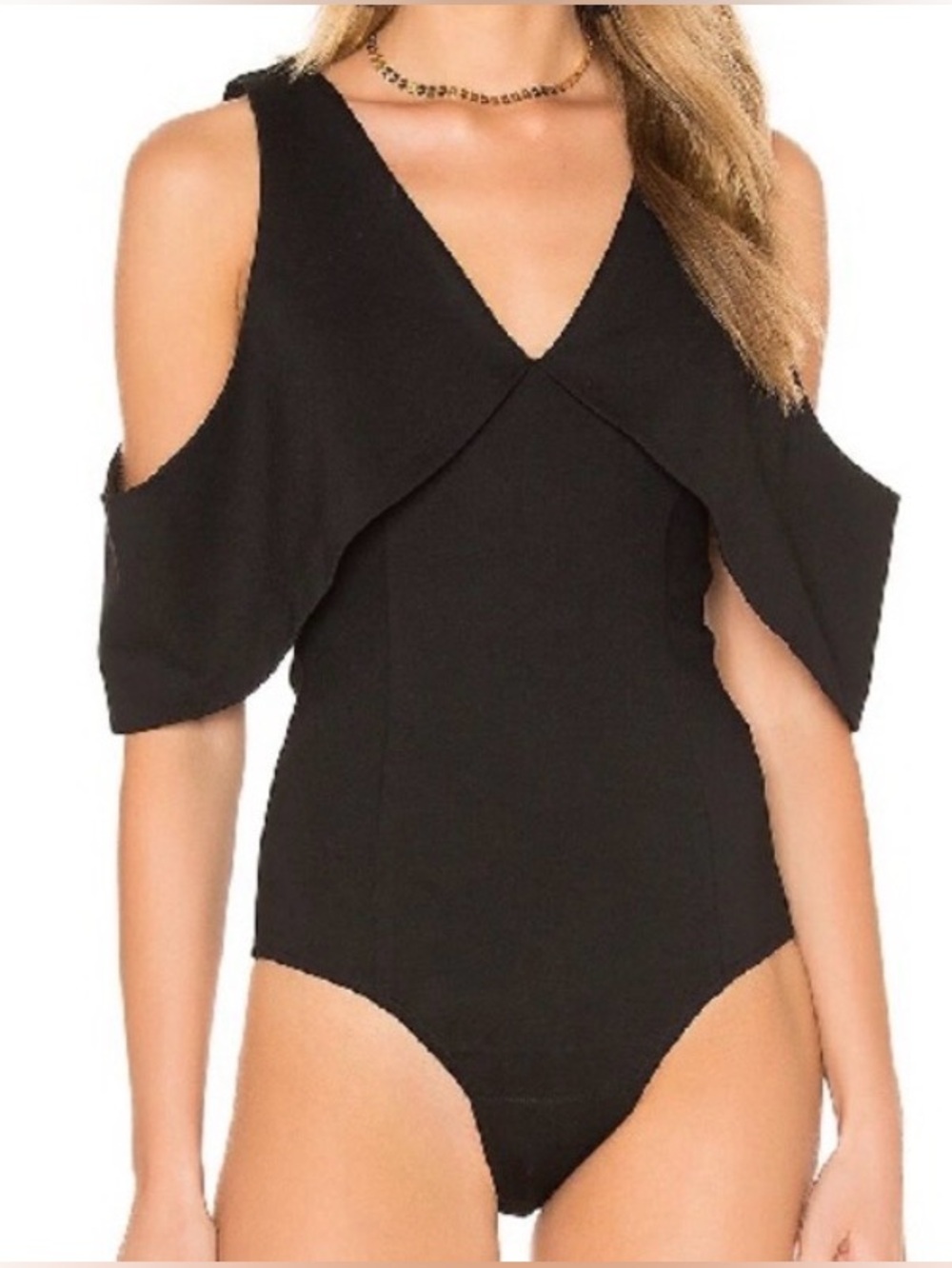 Lavish Alice Plunge Cold Shoulder Bodysuit Black Size 10